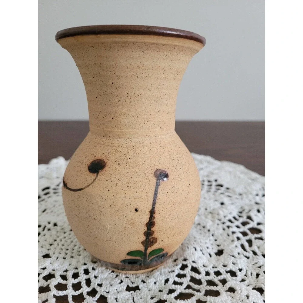 Mexican Tonala pottery Vase Floral Stoneware